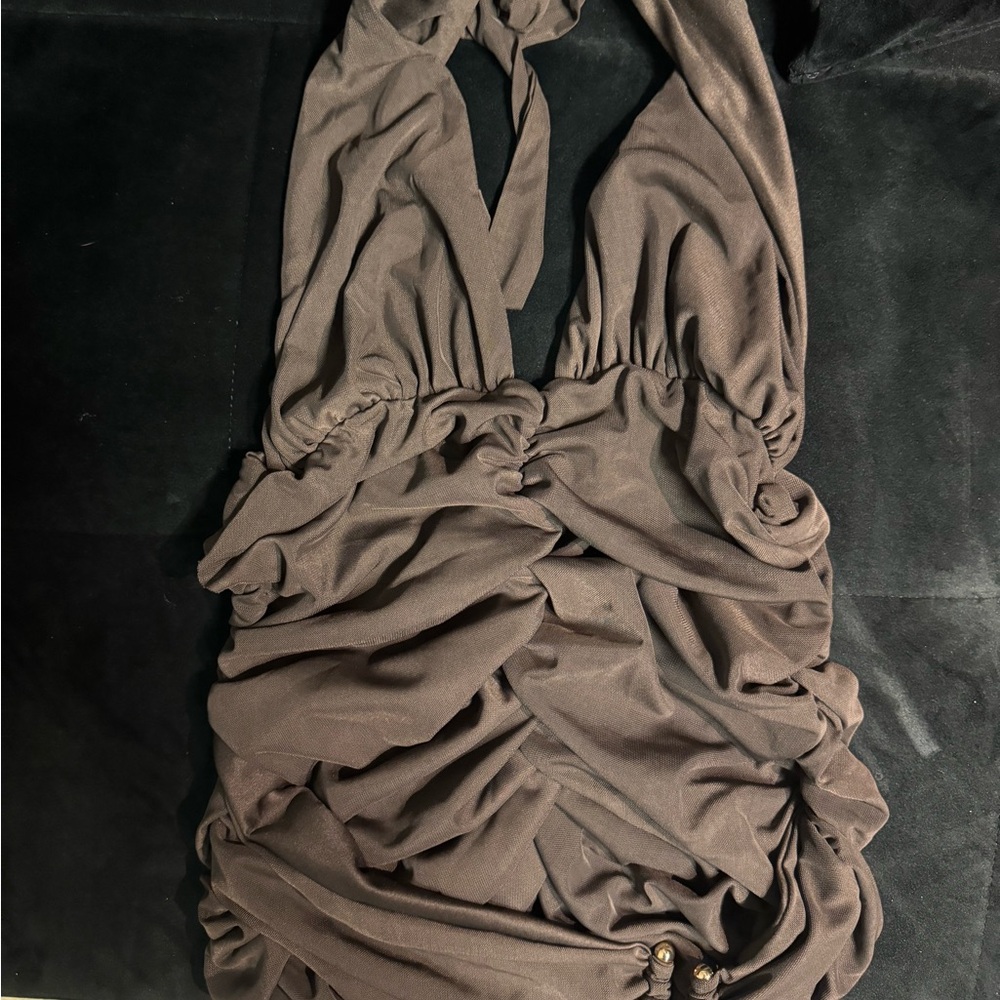 Elegant Brown Halter Dress